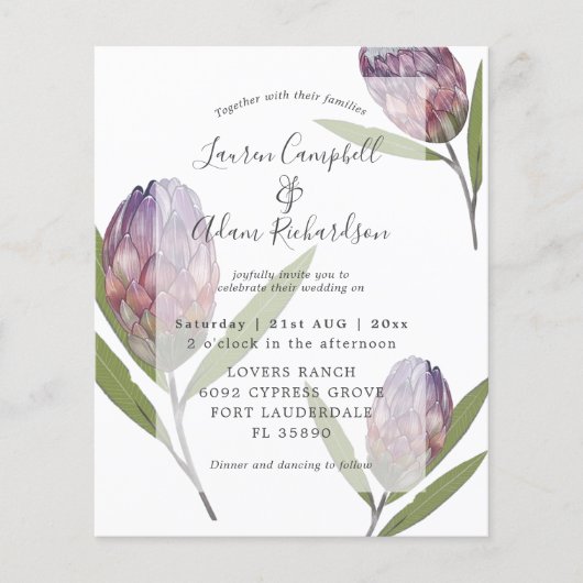 Elegant Budget Protea Paarse Wedding (Voorkant)