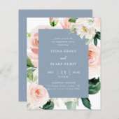 Elegant Budget Roze Blauw Bloemen Verlovingsfeest (Voorkant / Achterkant)