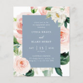 Elegant Budget Roze Blauw Bloemen Verlovingsfeest (Voorkant)