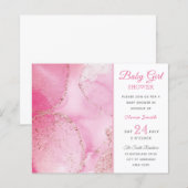 Elegant budget roze meisje baby shower uitnodiging (Voorkant / Achterkant)