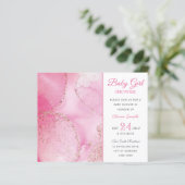 Elegant budget roze meisje baby shower uitnodiging (Staand voorkant)