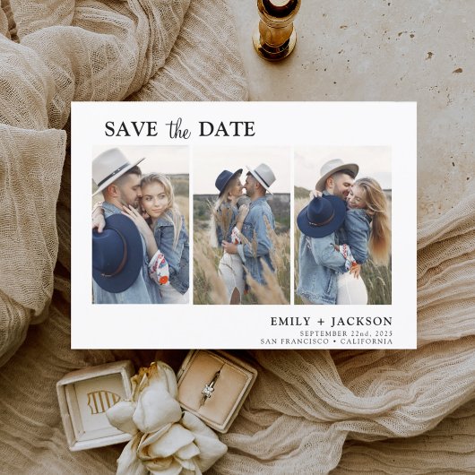 Elegant Budget Save the Date 3 Foto's Flyer