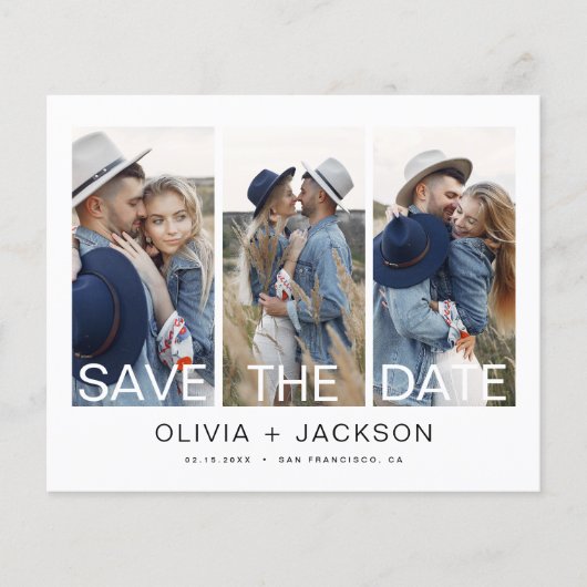 Elegant Budget Save the Date 4 Foto Wit (Voorkant)