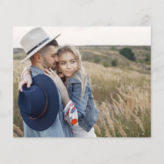 Elegant Budget Save the Date Twee Foto's Wit (Achterkant)