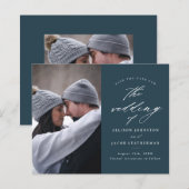 Elegant Budget Schrift Foto Save The Date (Voorkant / Achterkant)