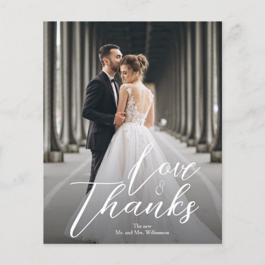 Elegant Budget Script Weduwfoto Hartelijk dank Flyer (Voorkant)