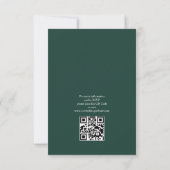 Elegant Budget Smaragd Groene QR Code Bruiloft Kaart (Achterkant)