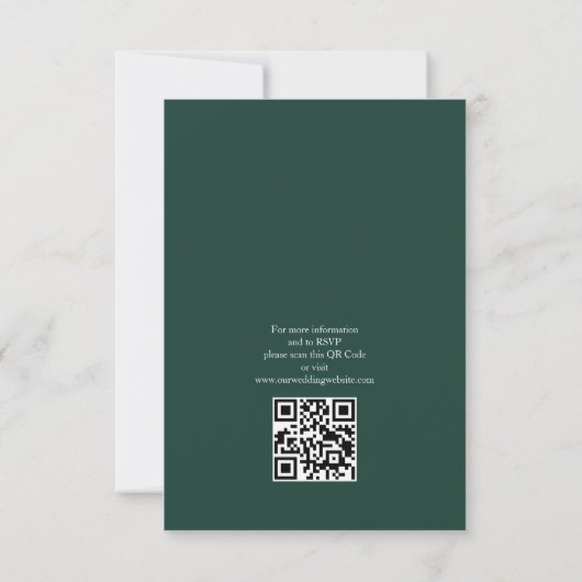 Elegant Budget Smaragd Groene QR Code Bruiloft Kaart (Achterkant)