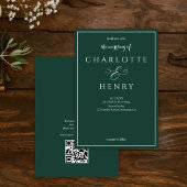 Elegant Budget Smaragd Groene QR Code Bruiloft Kaart