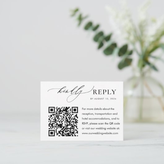 Elegant Budget Wedding Rsvp Website QR Code Informatiekaartje (Staand voorkant)