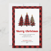 Elegant Buffalo Check Christmas Trees Card Feestdagenkaart (Voorkant)