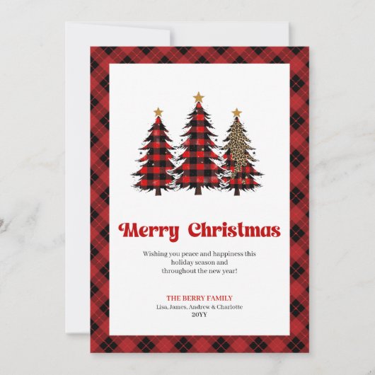 Elegant Buffalo Check Christmas Trees Card Feestdagenkaart (Voorkant)