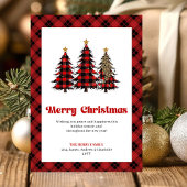 Elegant Buffalo Check Christmas Trees Card Feestdagenkaart