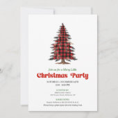 Elegant Buffalo Christmas Tree Printable Invite Kaart (Voorkant)