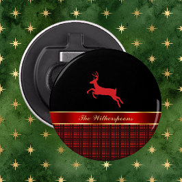 Elegant Buffalo met rendierlijk en rood lint Button Flesopener