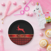 Elegant Buffalo met rendierlijk en rood lint Papieren Bordje (Feest)