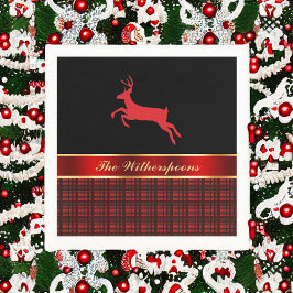 Elegant Buffalo met rendierlijk en rood lint Servet