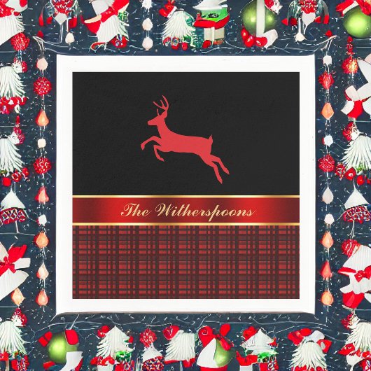 Elegant Buffalo met rendierlijk en rood lint Servet