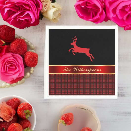 Elegant Buffalo met rendierlijk en rood lint Servet