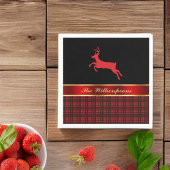 Elegant Buffalo met rendierlijk en rood lint Servet