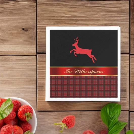 Elegant Buffalo met rendierlijk en rood lint Servet