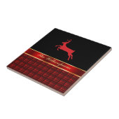 Elegant Buffalo met rendierlijk en rood lint Tegeltje (Zijkant)