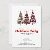 Elegant buffalo plaid Christmas tree party invite Kaart (Voorkant)