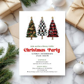 Elegant buffalo plaid Christmas tree party invite Kaart