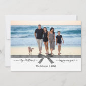 Elegant Buffalo Pset Bow Black White Holiday Card (Voorkant)