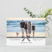 Elegant Buffalo Pset Bow Black White Holiday Card (Staand voorkant)