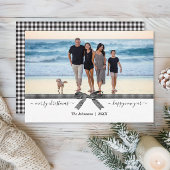Elegant Buffalo Pset Bow Black White Holiday Card