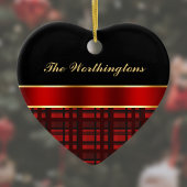 Elegant Buffalo Pset en rood lint Keramisch Ornament