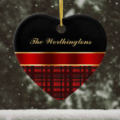 Elegant Buffalo Pset en rood lint Keramisch Ornament