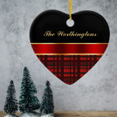 Elegant Buffalo Pset en rood lint Keramisch Ornament