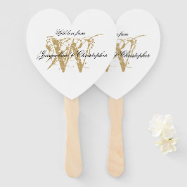 Elegant buitenste bruiloft monogram en Namen Chic Handwaaier
