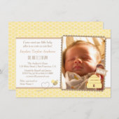 Elegant Bumble Bee Baby Shower Invitations Kaart (Voorkant / Achterkant)