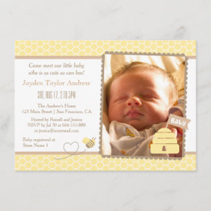 Elegant Bumble Bee Baby Shower Invitations Kaart