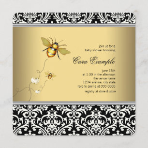 Elegant Bumble Bee Baby shower Kaart