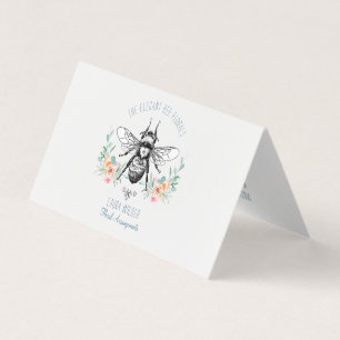 Elegant Bumble Bee Florist Floral Folded Visitekaartje