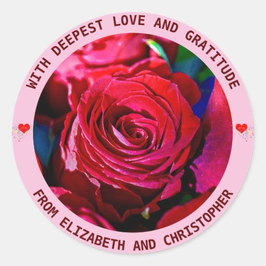 Elegant bunch van rode rozen Klassieke Sticker ron (Voorkant)