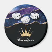Elegant Bunco Dice Queen Glitter Gold Crown Magneet (Voorkant)