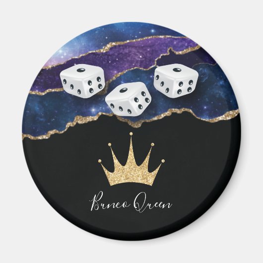 Elegant Bunco Dice Queen Glitter Gold Crown Magneet (Voorkant)