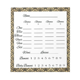 Elegant Bunco-score Art Deco Black Gold Notitieblok