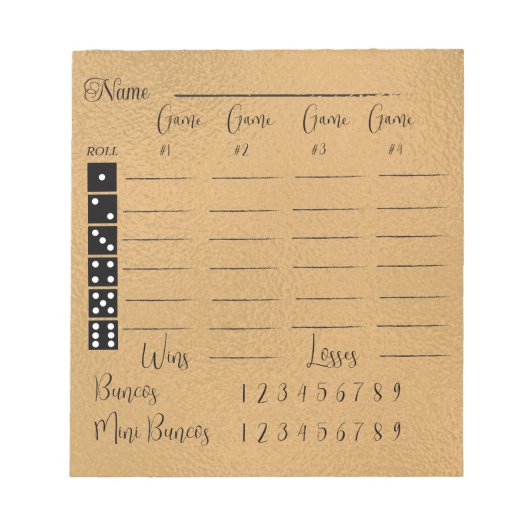 Elegant bunco score pad notitieblok (Voorkant)