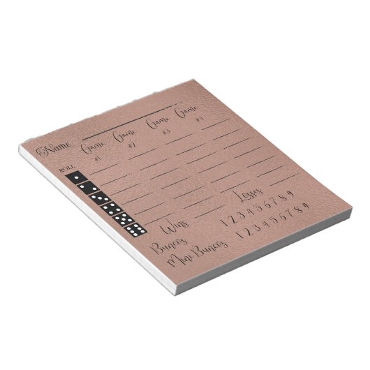 Elegant bunco score pad notitieblok (Schuin)