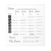 Elegant bunco score pad notitieblok (Voorkant)