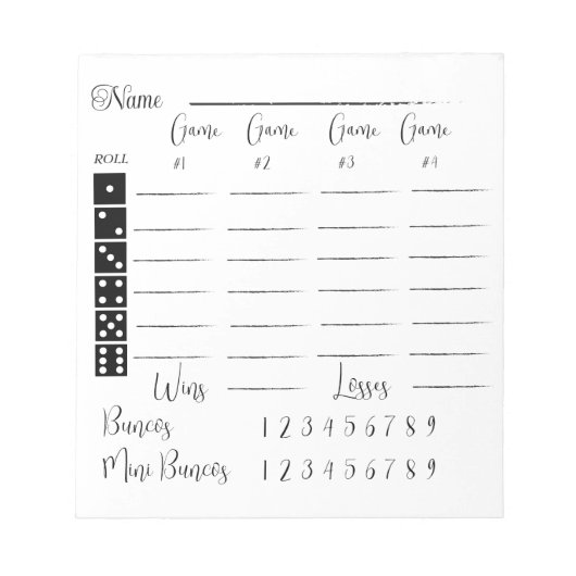 Elegant bunco score pad notitieblok (Voorkant)