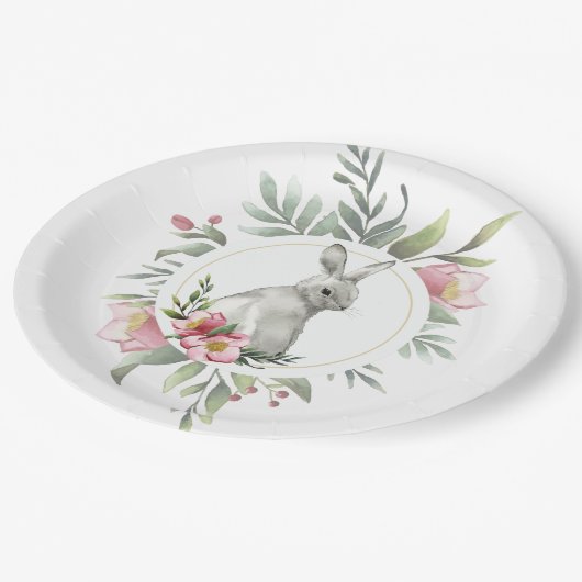 Elegant Bunny bloemenontwerp Papieren Bordje (Gekanteld)