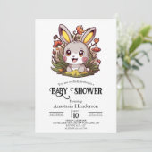 Elegant Bunny Digitaal Baby shower Kaart (Staand voorkant)
