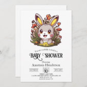 Elegant Bunny Digitaal Baby shower Kaart (Voorkant / Achterkant)